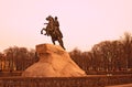 Architecture of Saint-Petersburg, Russia. Saint-Petersburg, Russia. Bronze horseman monument Royalty Free Stock Photo